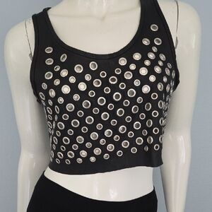 SPRWMN Black Gromet Crop Top S
